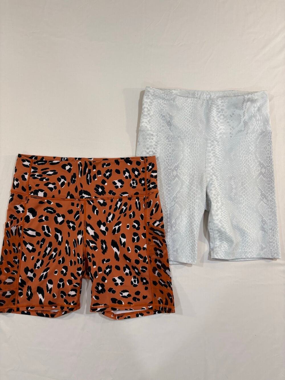 2 Pairs Animal Print Leopard Snake Skin Biker Shorts Size Medium